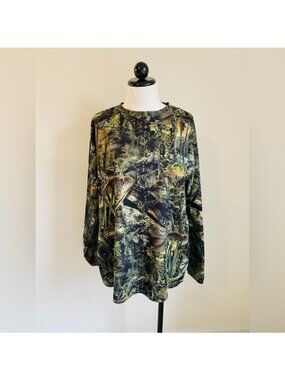 Fishouflage Bass Camo Long Sleeve Lightweight Outdoor Shirt Size XL-1X